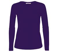 LessThanTenQuid Haut uni extensible à manches longues et col rond pour femme, violet, 40-42