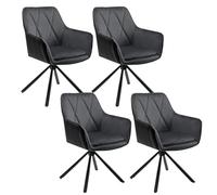 Lestarain 4 chaises de salle à manger pivotantes, chaises de cuisine avec dossier et accoudoirs tapissées en velours et cuir synthétique, gris foncé, noir LCNI124001-4