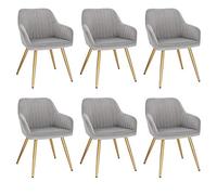Lestarain 6 en 1 Chaise de Salle à Manger et Salon, Fauteuil Scandinave Moderne en Velours, Pieds en Métal, Gris Clair