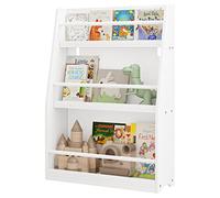 Lestarain Bibliothèque Enfant, Meuble Rangement Enfant, Étagère Livre à 3 Niveaux, Rangement Jouet Enfant, Blanc, en MDF et Bois