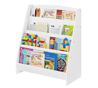 Lestarain Bibliothèque Étagère à Livres Enfants avec 4 Niveaux de Compartiments Ouvert, Meuble de Rangement pour Enfants avec Présentoir Frontal, 61x30x70cm, Blanc