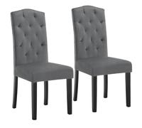 Lestarain Chaise Salle à Manger, Lot de 2, Chaise Scandinave, Chaise de Cuisine avec Dossier Haut, Assise Rembourrée, Revêtement en Velours, Pieds en Bois Massif, Gris Foncé, LCNI119001-2
