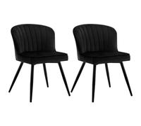 Lestarain Chaise Scandinave Salle à Manger, Lot de 2 - Siège Velours Ergonomique avec Dossier Rembourré, Pieds en Métal, Noir, LCNI122002-2