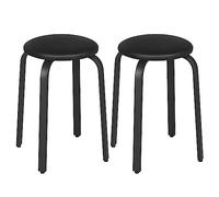 Lestarain Chaises de Salle à Manger, Lot de 2, Tabouret Cuisine, Chaise de Cuisine, Siège Rembourré, Chaise Empilable, en Simili-Cuir, Noir, LCNI116002-2