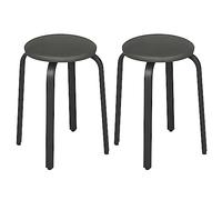 Lestarain Chaises de Salle à Manger, Lot de 2, Tabouret Cuisine, Chaise de Cuisine, Siège Rembourré, Chaise Empilable, en Simili-Cuir, Gris, LCNI116001-2