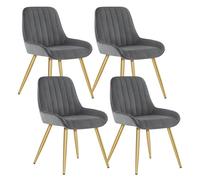 Lestarain Chaises de Salle à Manger Lot de 4 avec Dossier, Fauteuil Velours avec Pieds en Métal, Gris foncé