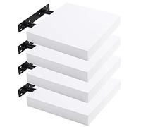 Lestarain Étagère Murale en MDF Lot de 4,Meuble de Rangement pour Livres et Photos, Décoration pour Salon Chambre Bureau Salle de Bain ou Cuisine, 25x23x3.8cm, Blanc