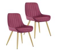 Lestarain Lot de 2 Chaises de Salle à Manger avec Dossier Chaise de Cuisine Rétro Chaise de Salon Assise en Velours et Pieds en Métal,Bordeaux