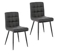 Lestarain Lot de 2 chaises de salle à manger tapissées en velours gris foncé