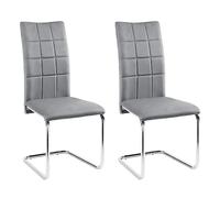 Lestarain Lot de 2 Chaises Salle à Manger, Chaise Pied Luge Rembourrée Epais, Chaise Cantilever sans Accoudoir, pour Salle à Manger, Salon, Chambre à Coucher, en Velours, Gris Foncé, LCNI117001-2