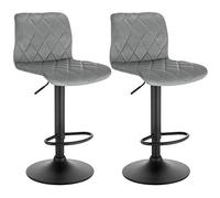 Lestarain Lot de 2 Tabourets de Bar Chaises de Bar Réglable en Hauteur avec Dossier et Repose-Pieds,Base Robuste,Assise en Velours et Pieds en Métal,Gris Clair
