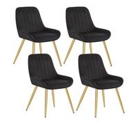 Lestarain Lot de 4 Chaises de Salle à Manger avec Dossier Chaise de Cuisine Rétro Chaise de Salon Assise en Velours et Pieds en Métal,Noir