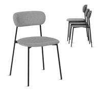 Lestarain Lot de 4 chaises de salle à manger, de cuisine, rembourrées, pour salle à manger, cuisine, salon, pieds en métal, siège en lin, gris foncé