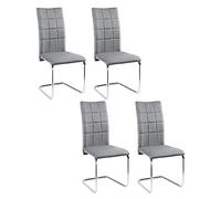 Lestarain Lot de 4 Chaises Salle à Manger, Chaise Pied Luge Rembourrée Epais, Chaise Cantilever sans Accoudoir, pour Salle à Manger, Salon, Chambre à Coucher, en Velours, Gris Foncé, LCNI117001-4