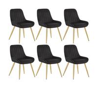 Lestarain Lot de 6 Chaises de Salle à Manger avec Dossier Chaise de Cuisine Rétro Chaise de Salon Assise en Velours et Pieds en Métal,Noir