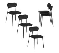 Lestarain Lot de 6 chaises de salle à manger, de cuisine, rembourrées, pour salle à manger, cuisine, salon, pieds en métal, siège en velours, noires