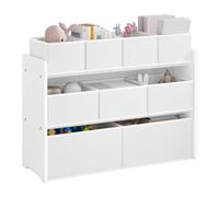 Lestarain Meuble Rangement Enfant, Rangement Jouet Enfant, 9 Boîtes Amovible en Tissu Non-tissé, Blanc, 92x30x60/68cm