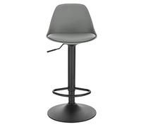 Lestarain Tabouret de Bar avec Dossier et Repose-Pieds，Réglable en Hauteur et Rotative à 360°,Chaise de Bar Cuisine en Plastique，Robuste et Ultra Silencieux,Gris