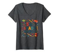 L'esthétique de 5e année dans la Nostalgie de Mon école de cinquième année T-Shirt avec Col en V, Femme, Chiné Foncé, S