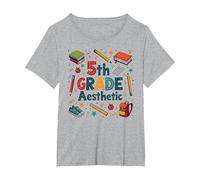 L'esthétique de 5e année dans la Nostalgie de Mon école de cinquième année T-Shirt, Femme Grandes Tailles, Gris Chiné, 5X