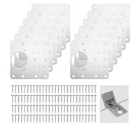 Lestiven 12 PCS plaque reparation charniere porte, kit de réparation charnière meuble, hinge repair kit, charnières d'armoire en acier inoxydable, avec trous et 72 Vis, pour Bois, fenêtre, Étagères