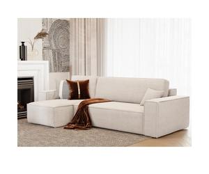 lestockdesign Canapé d'angle Lisa Convertible réversible Coffre Velours côtelé Beige