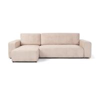 lestockdesign Canapé d'angle réversible et Convertible Goya 244 cm Tissu Velours côtelé Beige