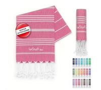 LeStoff Fouta hammam invité, 100% Coton Bio, 50x100 cm, Fuchsia | Essuie-mains pour bain, visage, sport, voyage et camping - prélavé, durable, léger, compact, absorbant et à séchage rapide