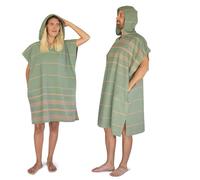 LeStoff Poncho de Bain 100% Coton Biologique - Léger, Absorbant, à séchage Rapide - Poncho de Plage à Capuche, Poncho Serviette, Poncho de Surf, Cape de Bain, Poncho de Change (Olive-Orange, L)