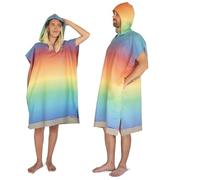 LeStoff Poncho de Bain 100% Coton Biologique - Léger, Absorbant, à séchage Rapide - Poncho de Plage à Capuche, Poncho Serviette, Poncho de Surf, Cape de Bain, Poncho de Change, coloré (Rainbow, S)