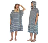 LeStoff Poncho de Bain 100% Fibres Naturel - Léger, Absorbant, à séchage Rapide - Poncho de Plage à Capuche, Poncho Serviette, Poncho de Surf, Cape de Bain, Poncho de Change, Bleu Marine (Jeans, L)
