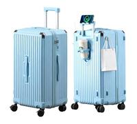 Lesulety Bagage Cabine à roulettes Moyen léger, Petite Valise Rigide, Grande Valise de Voyage avec Porte-gobelet, 4 Roues et Serrure TSA à Code,Bleu,28 inches