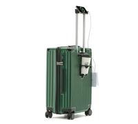 lesulety Valise à Coque Dure Moyenne 4 Roues Valise de Voyage à Main légère de 24 Pouces avec Chargeur USB, Porte-gobelet et Serrure, 64x41x25cm,Dark Green,S