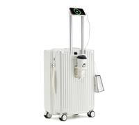 lesulety Valise à Coque Dure Moyenne 4 Roues Valise de Voyage à Main légère de 24 Pouces avec Chargeur USB, Porte-gobelet et Serrure, 64x41x25cm,Blanc,M
