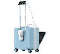 Lesulety Valise Cabine légère à roulettes Bagage à Main Petite Valise avec roulettes Bagage Cabine à Roues Ouverture Frontale Coque Rigide Voyage avec Porte-gobelet,Bleu,18in