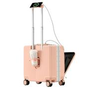 Lesulety Valise Cabine légère à roulettes Bagage à Main Petite Valise avec roulettes Bagage Cabine à Roues Ouverture Frontale Coque Rigide Voyage avec Porte-gobelet,Rose,18in