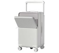 Lesulety Valise Cabine légère pour Petits et Moyens formats à Coque Rigide, Bagage à roulettes Grand Format avec 4 Roues, Porte-gobelet et Ouverture Frontale,Blanc,20 inches
