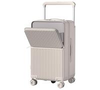 Lesulety Valise Cabine légère pour Petits et Moyens formats à Coque Rigide, Bagage à roulettes Grand Format avec 4 Roues, Porte-gobelet et Ouverture Frontale,Milk Tea,28 inches