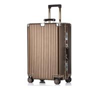 lesulety Valise Rigide en Aluminium Tout-en-Un, Taille Moyenne, Valise de Voyage 24 Pouces, Valise métallique, Bagage à Main, 4 Roues,café,24 inch Cheked