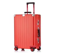 lesulety Valise Rigide en Aluminium Tout-en-Un, Taille Moyenne, Valise de Voyage 24 Pouces, Valise métallique, Bagage à Main, 4 Roues,Rouge,24 inch Cheked