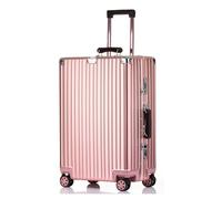 lesulety Valise Rigide en Aluminium Tout-en-Un, Taille Moyenne, Valise de Voyage 24 Pouces, Valise métallique, Bagage à Main, 4 Roues,Rose,26 inch Cheked