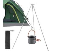Lesunbak Camping Gear Trépied de cuisine - Accessoires de camping, pliable pour feu de camp, chaîne réglable, d'aluminium, léger