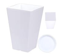 Lesunbak Jardinière carrée pour plantes d'extérieur, pot de fleurs en résine - Pot carré pour plantes d'extérieur, jardinières pour porche, patios, terrasses, espaces