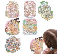 Lesunbak Livre d'autocollants scène miniature - Autocollant 3D sans découpe pour maison, fille, école