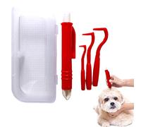 Lesunbak Tire Tique Pince A Tique Et Crochets Anti Tiques - pour Chiens Chats Chevaux Animaux Outil De Personnes Tire Tiques Retirer Différents Crochets Rouge