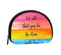 Let All You Do Be Done with Love Mini porte-monnaie à fermeture éclair, petit organisateur de voyage avec imprimé intégral, tissu polyester durable, pochette compacte pour pièces de monnaie, clés