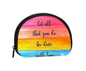 Let All You Do Be Done with Love Mini porte-monnaie à fermeture éclair, petit organisateur de voyage avec imprimé intégral, tissu polyester durable, pochette compacte pour pièces de monnaie, clés