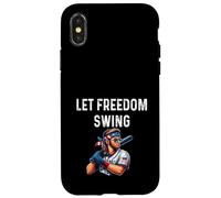 Let Freedom Swing Baseball Player - Mullet Lunettes de Soleil Drapeau Coque pour iPhone X/XS
