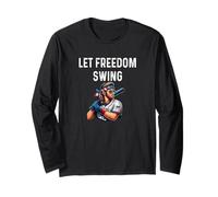 Let Freedom Swing Baseball Player - Mullet Lunettes de Soleil Drapeau Manche Longue