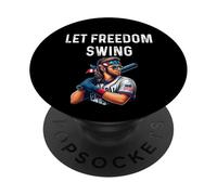 Let Freedom Swing Baseball Player - Mullet Lunettes de Soleil Drapeau PopSockets PopGrip Adhésif